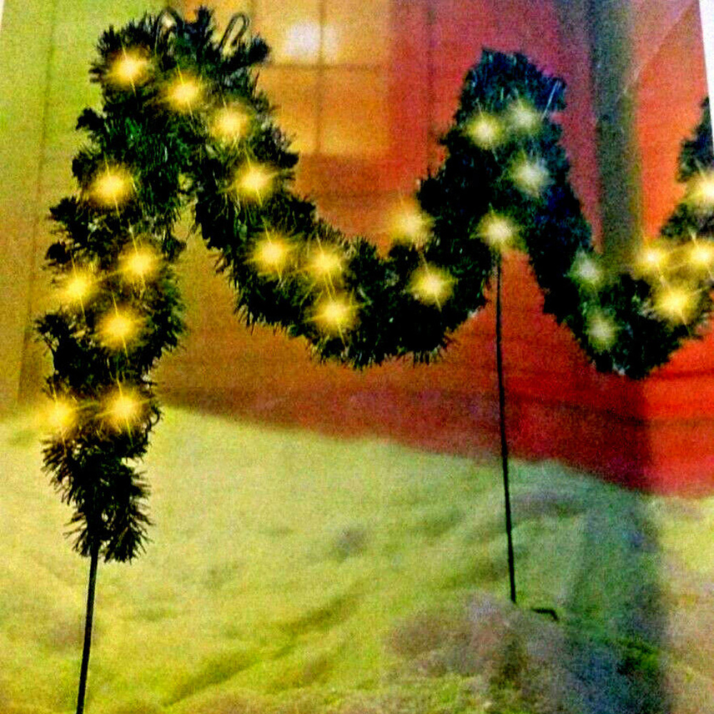 12' Lit Garland W/stakes - 87089 Border a driveway